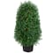 18" Pre-Lit Artificial Boxwood Cone Topiary Tree with Round Pot, Clear Lights